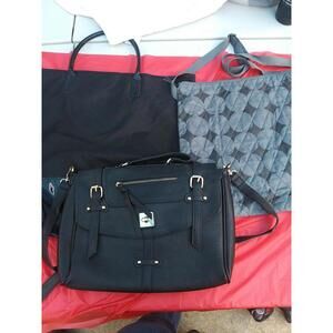 Lot Of 3 Purses grey tote, black tote, and black bag